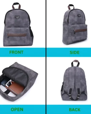 Distorted Cotton Canvas Backpack (Grey)